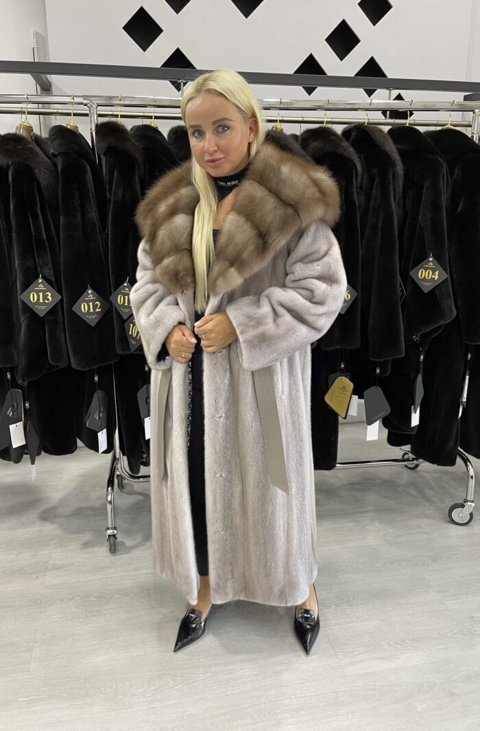 Норковая шуба серый цвет