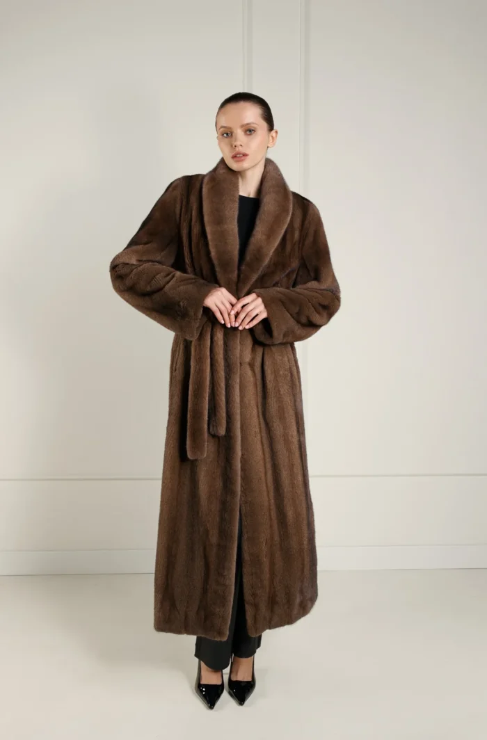 Довга норкова шуба Emfasi Pelle Glow, 130 см